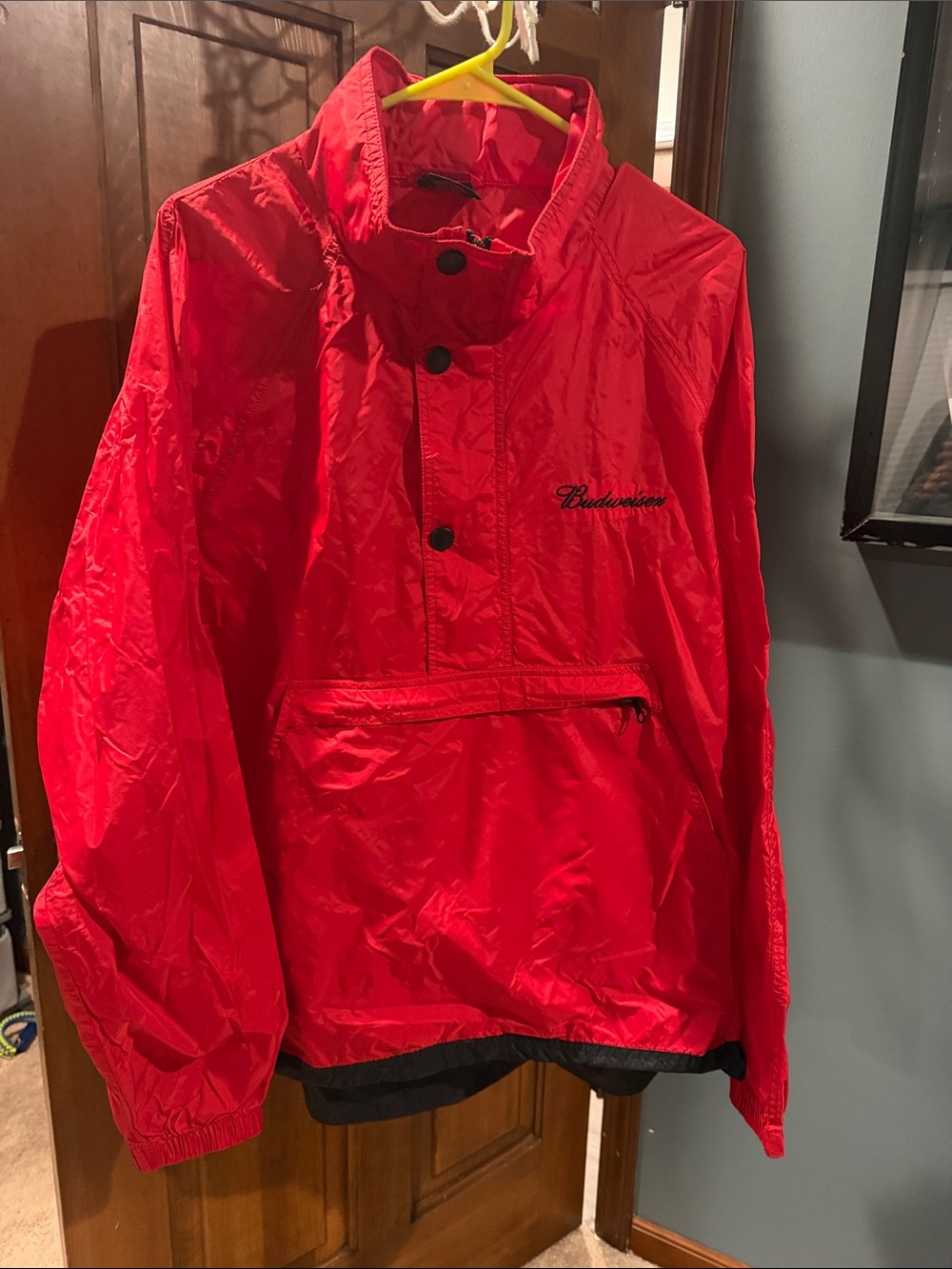 Budweiser Red men’s Pullover Windbreaker with Black Trim - Size XL